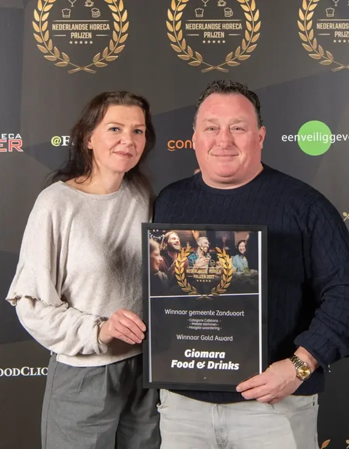 Tamara & Giovanni van Giomara Food & Drinks in Zandvoort winnen de Gold Award van de Nederlandse Horeca Prijzen